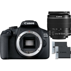 CANON - Fotocamera Reflex EOS 2000D EF-S 18-55mm + Battery Kit Nero