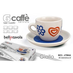 PASSIONE CASA - Set 6 tazzine Caffe' 90Cc Blu in Ceramica Linea Cuo-Mar Passione Casa 678844