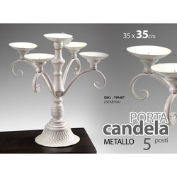 PASSIONE CASA - Porta Candela in Metallo Bianco con cinque postazioni 35X35 Passione Casa 709487