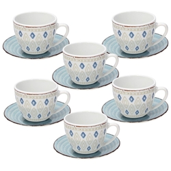 TOGNANA PORCELLANE - Set 6 tazzine Caffe' 90Cc Beige, Blu e Bianco in ceramica Linea Metropolis Casablanca ME085015665