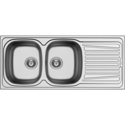 PYRAMIS - Lavello 2 vasche con gocciolatoio Sparta 100150730 in Acciaio Inox spazzolato