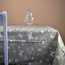 PASSIONE CASA - Tovaglia Rettangolare da Tavola 145 x 240 Cm in Tessuto Beige con fantasia di decori Linea Utilissimi MonAmour Passione Casa 690440BE