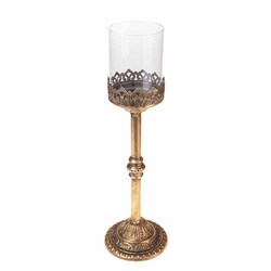 BRANDANI - Candeliere 1 Fiamma h42 Cm in Metallo con sfumature in Oro Linea Champagne Brandani 83694