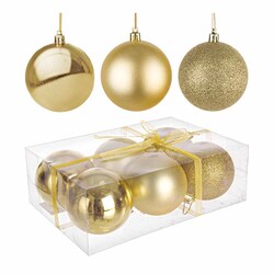BIZZOTTO - Confezione 6 Palline di Natale 8 Cm in PVC linea Gaudy colore Oro 917125