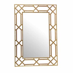 PASSIONE CASA - Specchio rettangolare Decorativo da Parete in Metallo con cornice oro traforata 70X2X100 cm Passione Casa 777608