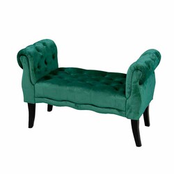 PASSIONE CASA - Panca 100 x 40 x 61 Cm con struttura in Legno finitura Nero e seduta Verde in Velluto Passione Casa 801600