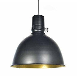MERCURY SRL - Lampadario Vintage a Sospensione con paralume in Metallo Nero e interno Oro 41X H.40 Cm 35614