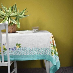ROYAL FAMILY SRL - Tovaglia Rettangolare da Tavola 140 x 300 Cm in Lino e Cotone con decori Primaverili Colorati Linea Spring Easter Royal 0857190