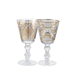 LIVELLARA - Set 2 Calici vino in vetro con decori in oro linea Damasco Livellara 72010001