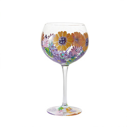 LIVELLARA - Set 2 Calici in vetro con decori fatti a mano linea Flora Fiori Di Campo 100% Made In Italy Livellara 72019005